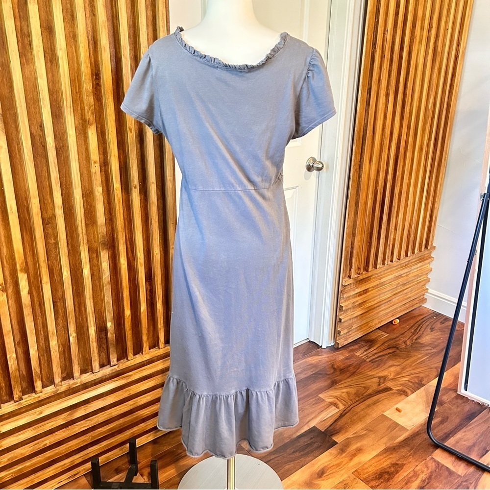 Fresh Produce Lagenlook Ruffle Midi Pullover V neck Dress. Size S - Picture 3 of 9